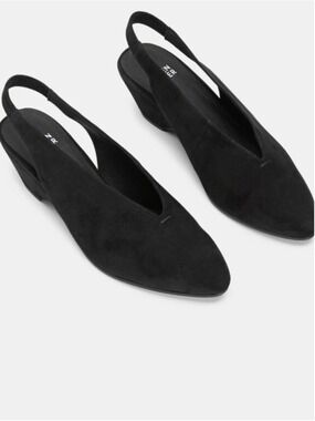 Eileen Fisher Gatwick Suede Slingback Pumps in Black size 7.5